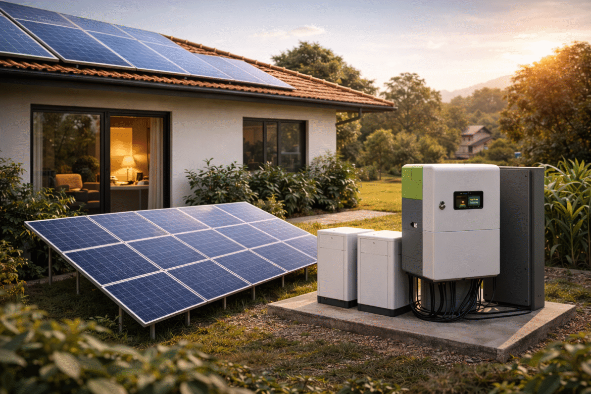 armazenamento residencial de energia solar cresce no Brasil e impulsiona sistemas híbridos e off-grid, aumentando autonomia energética.