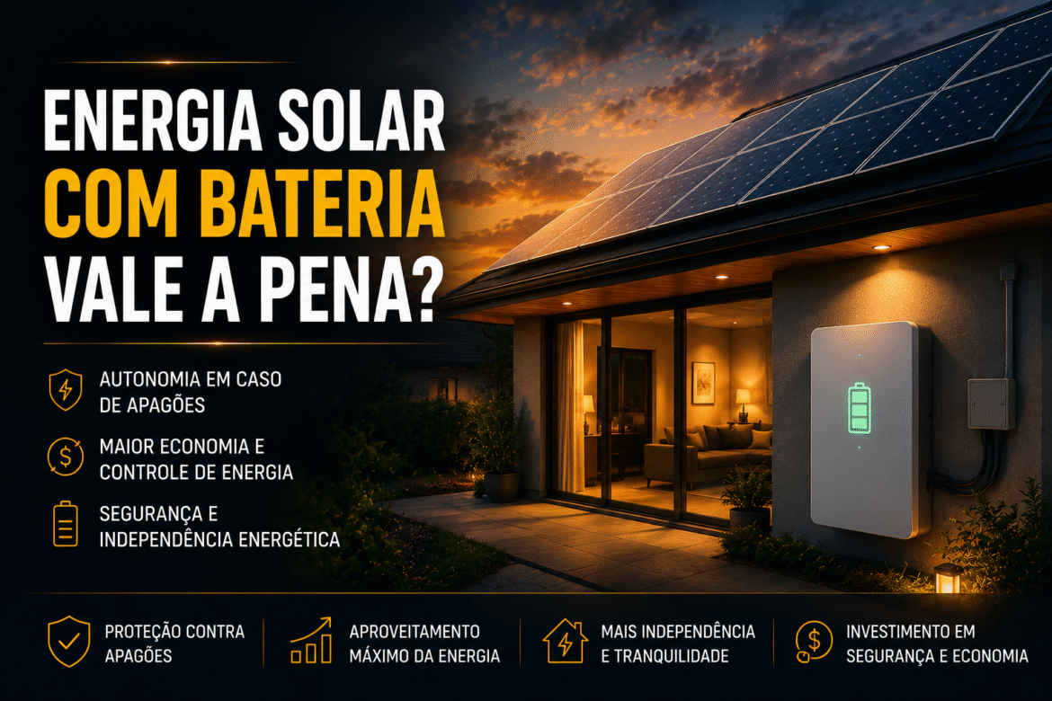 Energia solar com bateria vale a pena? Descubra custos reais, vantagens, desvantagens e quando esse sistema é a melhor escolha para sua casa ou empresa.