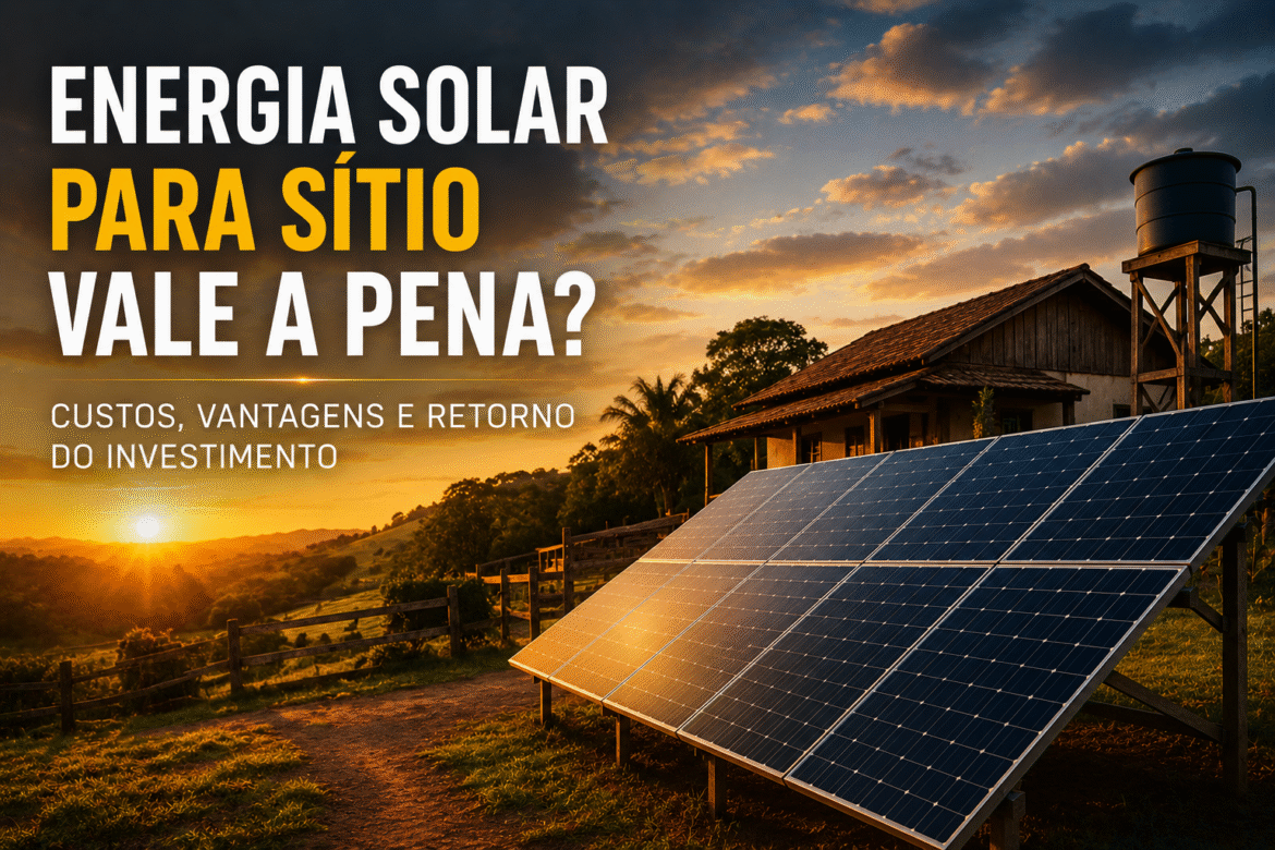 Saiba se energia solar para sítio vale a pena, quanto custa a instalação, quais são as vantagens e como calcular o retorno do investimento.