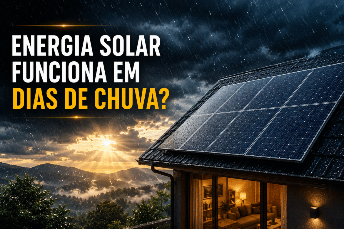 Descubra se energia solar funciona em dias de chuva, quanto a produção diminui em dias nublados e se vale a pena investir em regiões chuvosas.