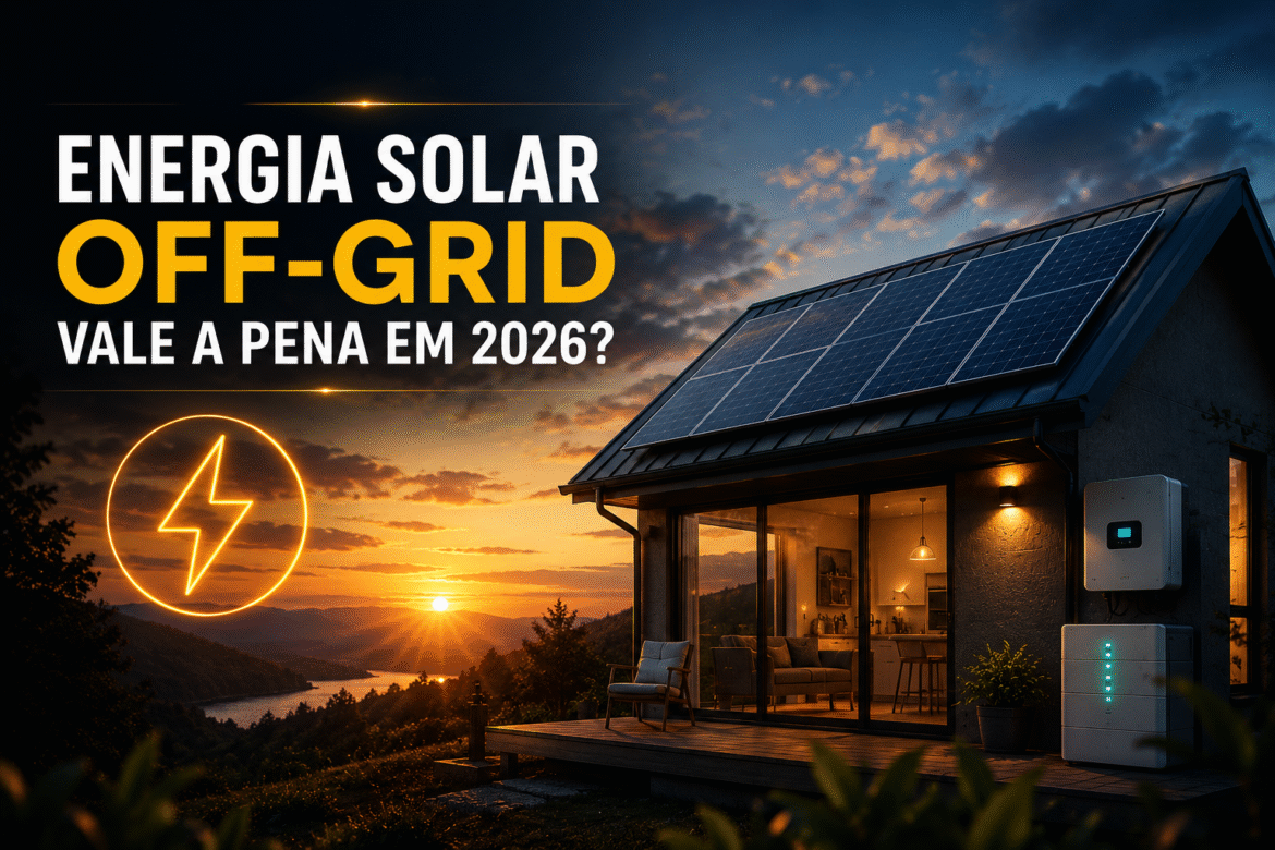 A energia solar off-grid vale a pena em 2026? Veja custos, vantagens, desvantagens, tipos de bateria e quando esse sistema é a melhor escolha.
