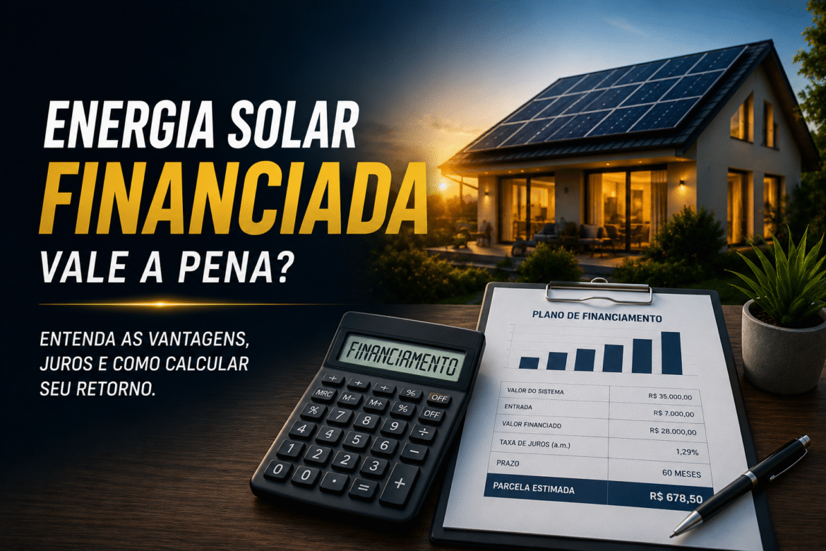Energia solar financiada vale a pena? Descubra vantagens, riscos, juros e como calcular se o financiamento compensa para sua casa ou empresa.
