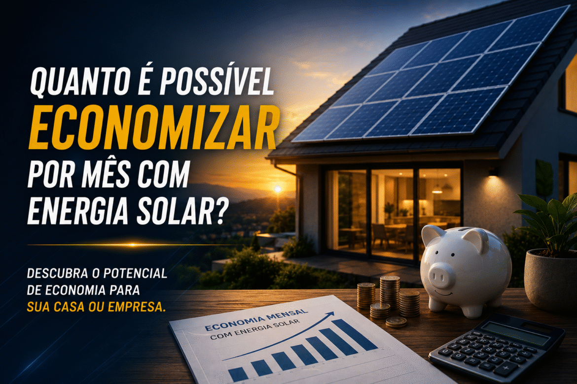 Descubra quanto economiza com energia solar por mês, quais fatores influenciam a redução da conta de luz e como calcular.