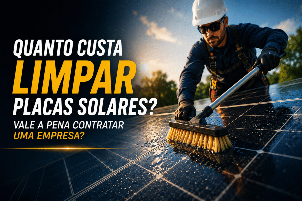 Descubra quanto custa limpar placas solares em 2026, quando a limpeza é necessária e se vale a pena contratar uma empresa especializada para o serviço.