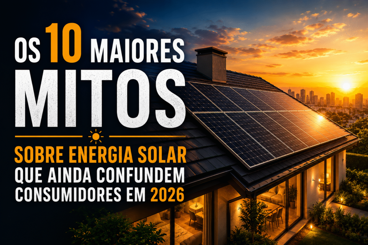 Descubra os principais mitos sobre energia solar que ainda confundem consumidores em 2026 e saiba o que realmente acontece com os painéis fotovoltaicos.