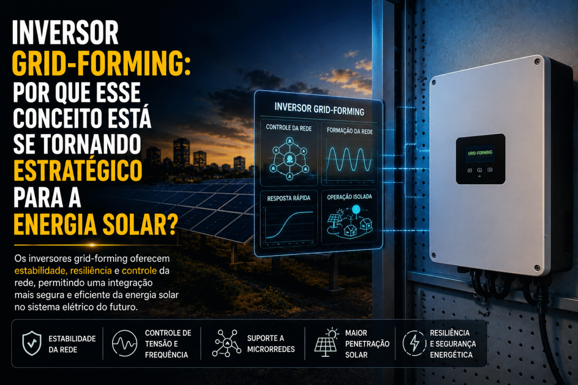 Entenda o que é inversor grid-forming, como funciona, por que é diferente do grid-following e sua importância para a energia solar.