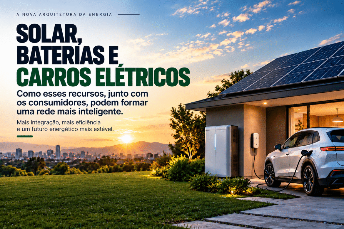 Rede elétrica inteligente: entenda como solar, baterias, carros elétricos e consumidores estão transformando o sistema de energia.
